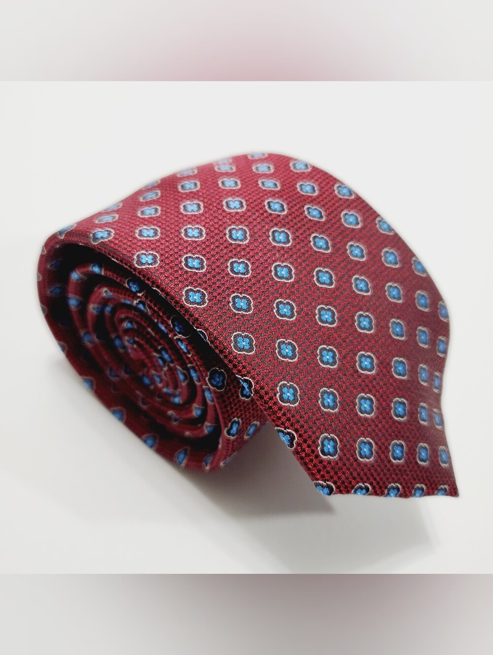 Sprezza Blacklist Men's Neck Tie Burgundy Geometric Pattern Jacquard Fabric